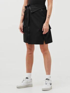 Jordan Women's Black Future Primal Utility Wrap Bow Knee-Length A-Line Skirt 2X
